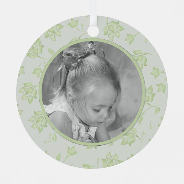 Adorno Metálico Navidades caligrafía floral verde fotografía simpl (Anverso)