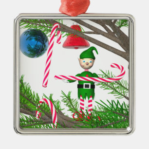 Adorno Metálico Navidades Candy Cane Elf