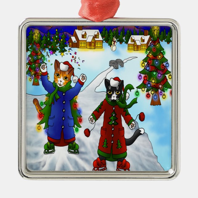 Adorno Metálico Navidades Cats para patinaje sobre hielo V2 (Frente)