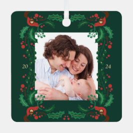 Adorno Metálico Navidades clásicos festivos marco floral Orna Meta