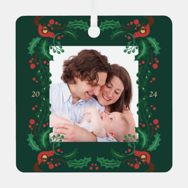 Adorno Metálico Navidades clásicos festivos marco floral Orna Meta (Anverso)