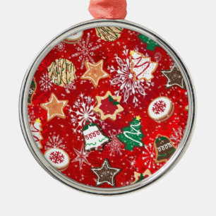 Adorno Metálico Navidades cocina y copos de nieve en rojo