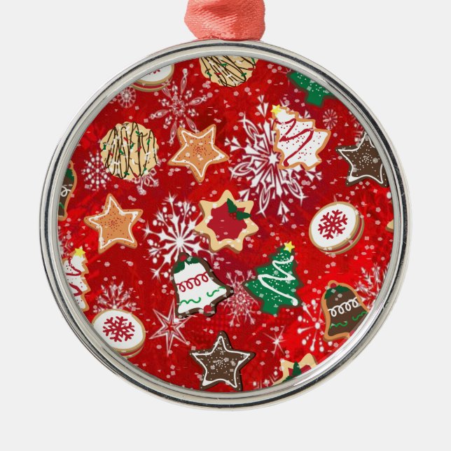 Adorno Metálico Navidades cocina y copos de nieve en rojo (Frente)