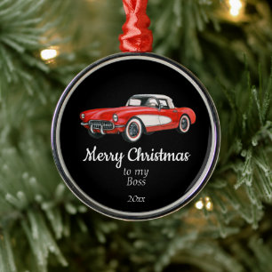 Adorno Metálico Navidades con fecha de personalizado Vintage Car B