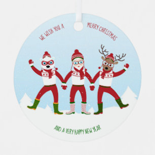 Adorno Metálico Navidades con Santa Claus, Rudolph, oso polar