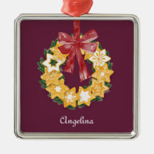 Navidades Cookie Wreath con fondo de ciruela profu