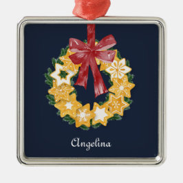 Adorno Metálico Navidades Cookie Wreath con fondo gris azul