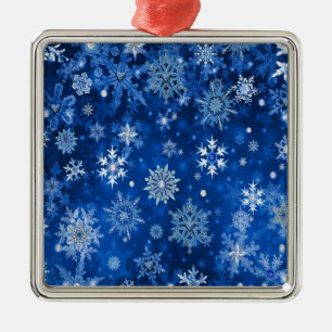 Adorno Metálico Navidades Copos de nieve azules y plateados