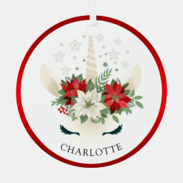 Adorno Metálico Navidades cortos con flores unicornio en vacacione