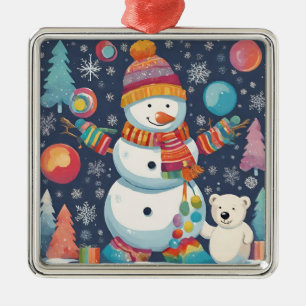 Adorno Metálico Navidades cortos y coloridos Snowman