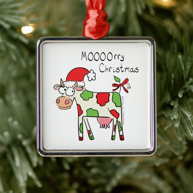 Adorno Metálico Navidades Cow Funny Personalizados Kids (Árbol)