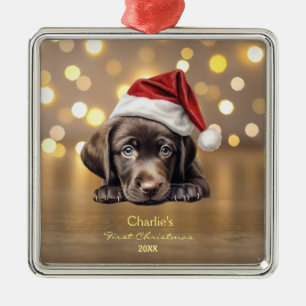 Adorno Metálico Navidades Cute Labrador Retriever Dog Santa Hat