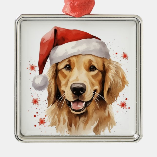 ADORNO METÁLICO NAVIDADES CUTE PERSONALIZADO GOLDEN RETRIEVE DOG (Frente)