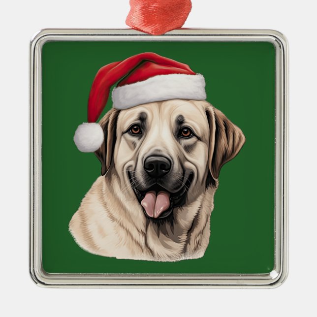 Adorno Metálico Navidades de acuarela Anatolian Shepherd Dog (Frente)