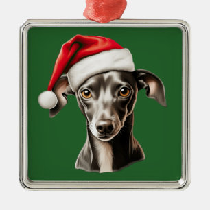 Adorno Metálico Navidades de acuarela Greyhound italiano