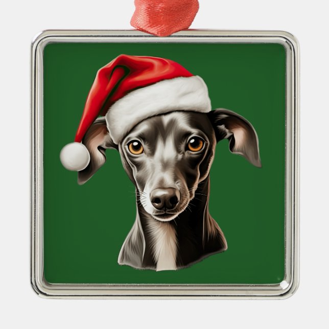 Adorno Metálico Navidades de acuarela Greyhound italiano (Frente)