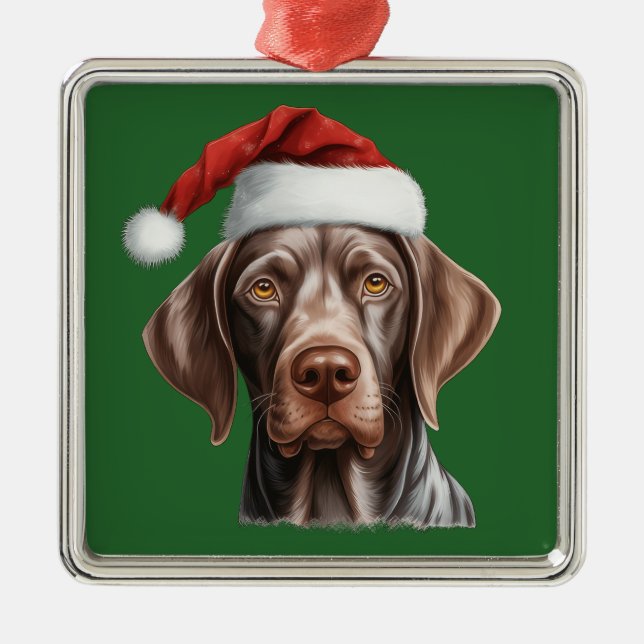 Adorno Metálico Navidades de acuarela Puntero alemán de corto alca (Frente)