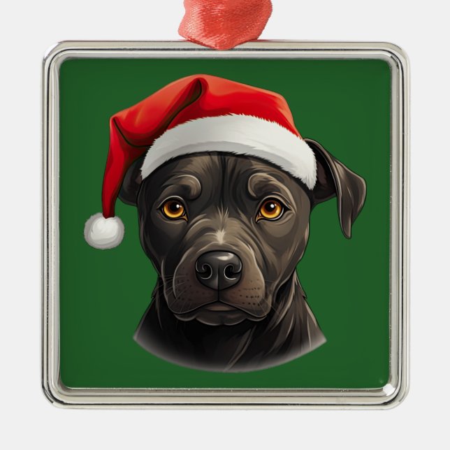 Adorno Metálico Navidades de acuarela Staffordshire Bull Terrier (Frente)