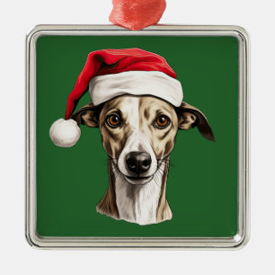 Adorno Metálico Navidades de acuarela Whippet