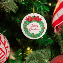 Adorno Metálico Navidades de acuarela Wreath Personalizado