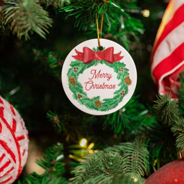 Adorno Metálico Navidades de acuarela Wreath Personalizado (Subido por el creador)