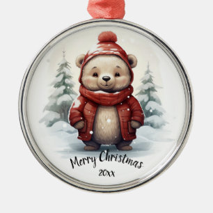 Adorno Metálico Navidades de animales de oso de invierno con sabor