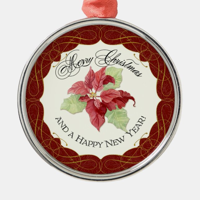 Adorno Metálico Navidades de Año Nuevo Juntos Poinsettia Personali (Frente)