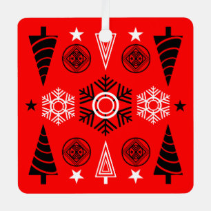 Adorno Metálico Navidades De Art Nouveau Rojo Y Negro