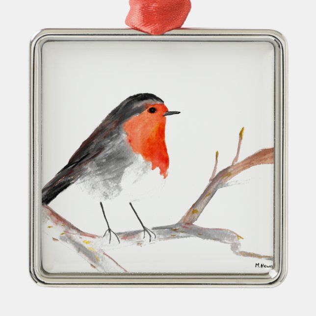 Adorno Metálico Navidades de aves acuáticas Robin (Frente)