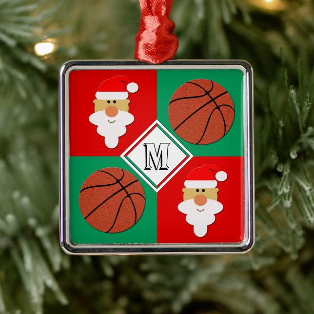 Adorno Metálico Navidades de Baloncesto y Carta de Texto Santa Per (Árbol)