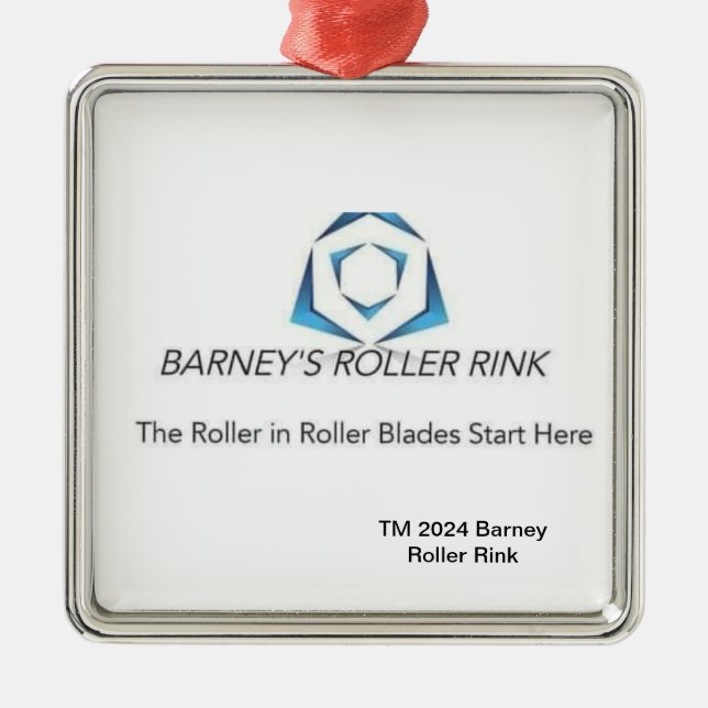 Adorno Metálico Navidades de Barney Roller Rink 2024 (Frente)