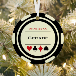 Adorno Metálico Navidades de Black Off-White Las Vegas Poker Chip