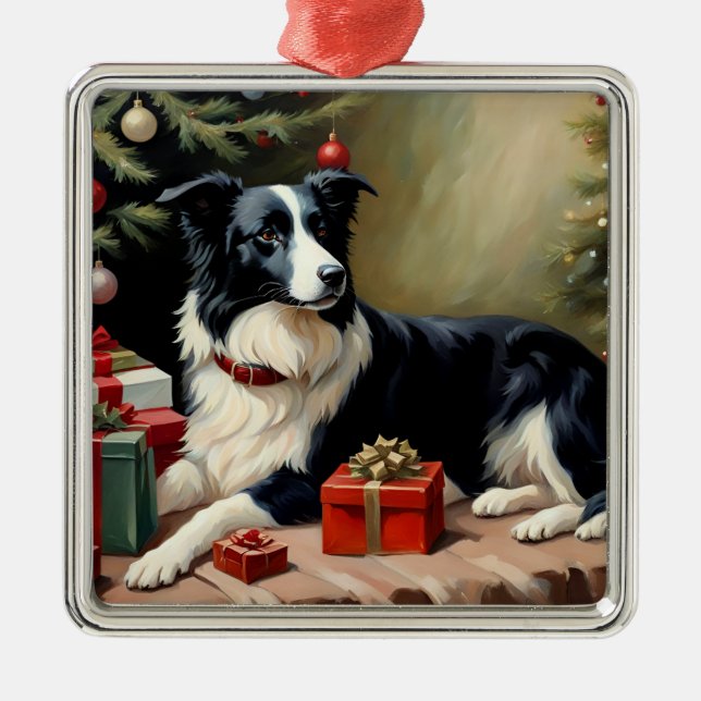 Adorno Metálico Navidades de Border Collie (Frente)