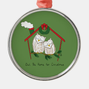 Adorno Metálico Navidades de búho se burlan de los niños
