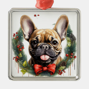 Adorno Metálico Navidades DE BULLDOG FRANCÉS DE TÁN NEGRO LLEVAN