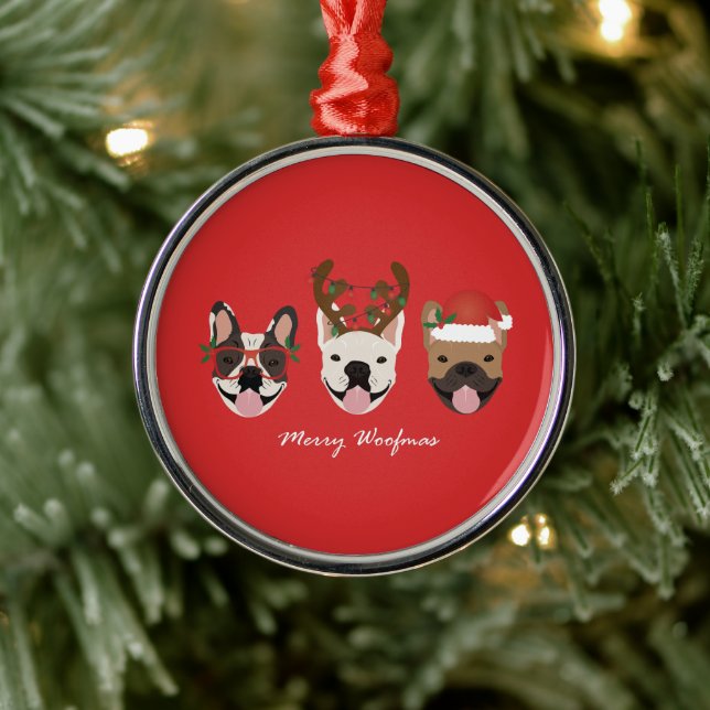 Adorno Metálico Navidades de Bulldoges franceses de Merry Woofmas (Árbol)