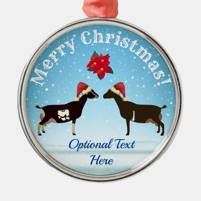 Adorno Metálico Navidades de cabras lecheras de La Mancha en la ni (Frente)