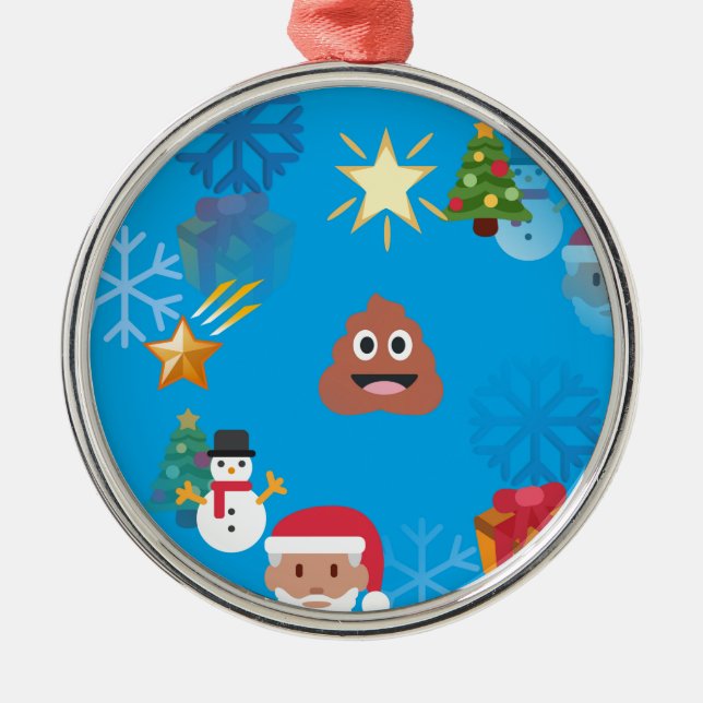 Adorno Metálico navidades de caca de emoji (Frente)