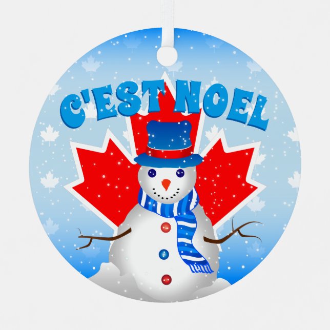 Adorno Metálico Navidades de CEST NOEL Canadian Maple Leaf Snowman (Anverso)