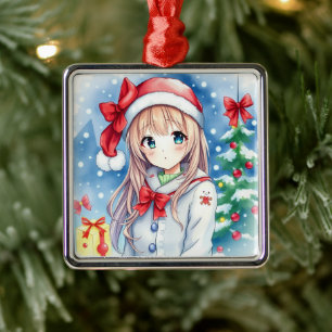 Adorno Metálico Navidades de Chicas de anime festivos