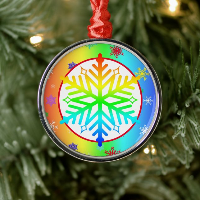 Adorno Metálico Navidades de copas de nieve con arco iris LGBTQ (Árbol)