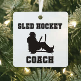 Adorno Metálico Navidades de entrenador de hockey sled