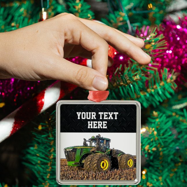 Adorno Metálico Navidades de equipos de tractores de la granja de  (A personalized tractor farming Christmas ornament. )