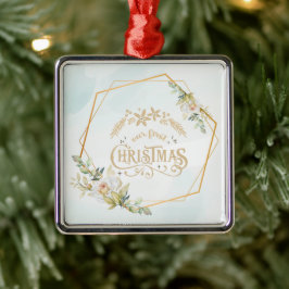 Adorno Metálico Navidades de floral casados con oro