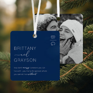 Adorno Metálico Navidades de fotografía casados con azul minimalis