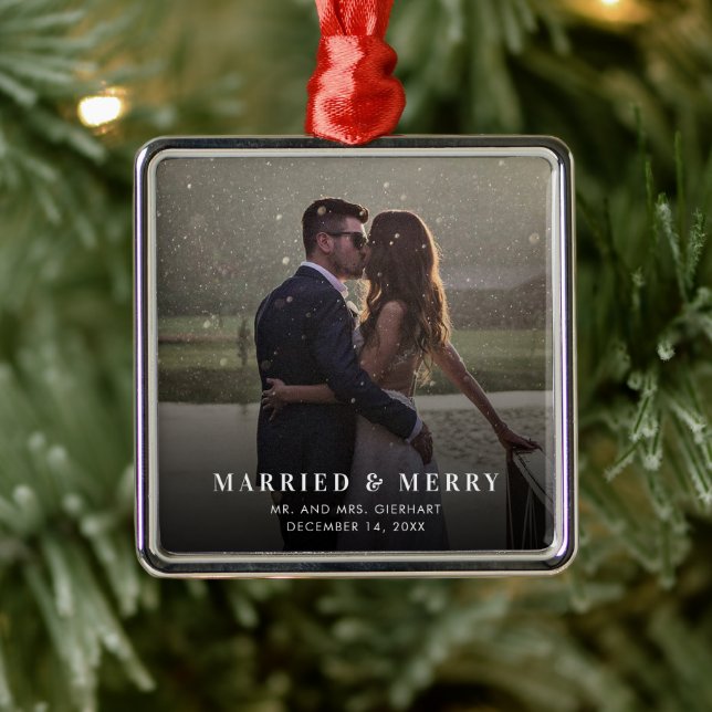 Adorno Metálico Navidades de fotografía casados y Bodas de merry (Árbol)