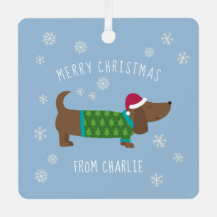 Adorno Metálico Navidades de fotografía de Cute Dachshund