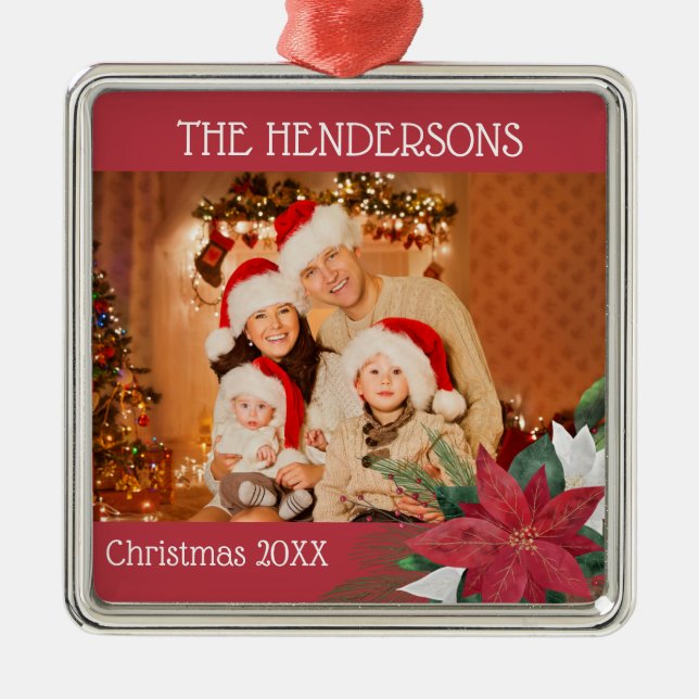 Adorno Metálico Navidades de fotografía Poinsettia (Frente)