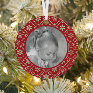 Adorno Metálico Navidades de fotografía Red Elegant Snowflake Wint