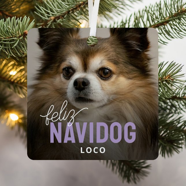 Adorno Metálico Navidades de fotos de Cute Feliz Navidog Mascota (Subido por el creador)